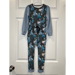 Rags Disney Frozen Elsa Long Sleeve Pajama Jumpsuit Romper Kids Size‎ 5/6 Blue